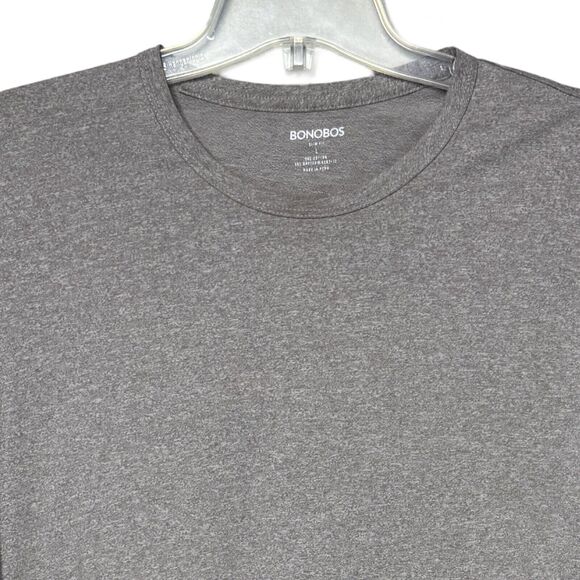 Bonobos Shirt Men Large Slim Fit Gray Tan Heather Everyday Basic Layering Casual - Picture 4 of 6